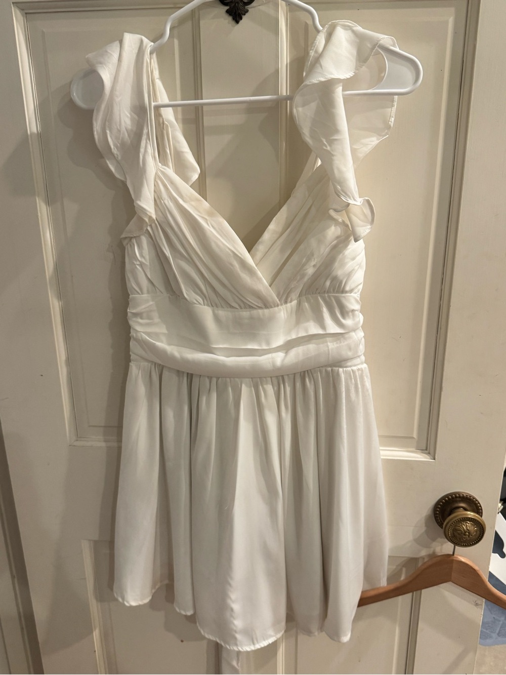 American Threads White Sleeveless Dress with V-Neck